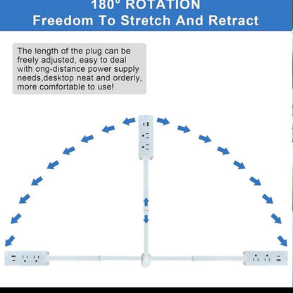 Rotating Wall Outlet Extender – 2 AC + USB-C/A Ports (28" Extension, Wall-Mountable & ETL Certified) | Space-Saving Power Solution for Home & Office
