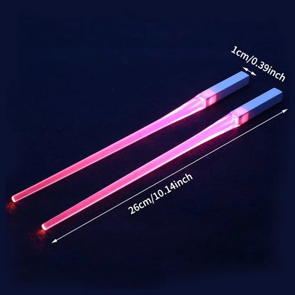 1 Pair LED Lightsaber Chopsticks Luminous Reusable Kitchen Light up LED Chopstick Glowing BPA Free Food Safe Chopsticks